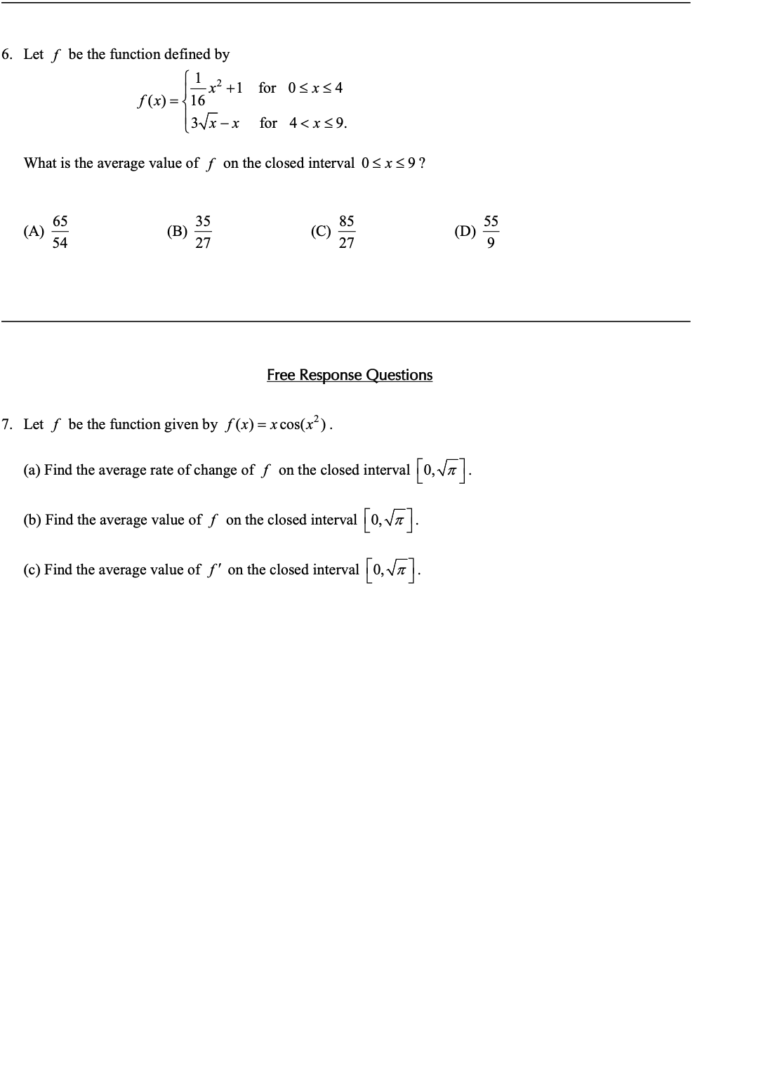 Average Value of a Function in Application of Integration